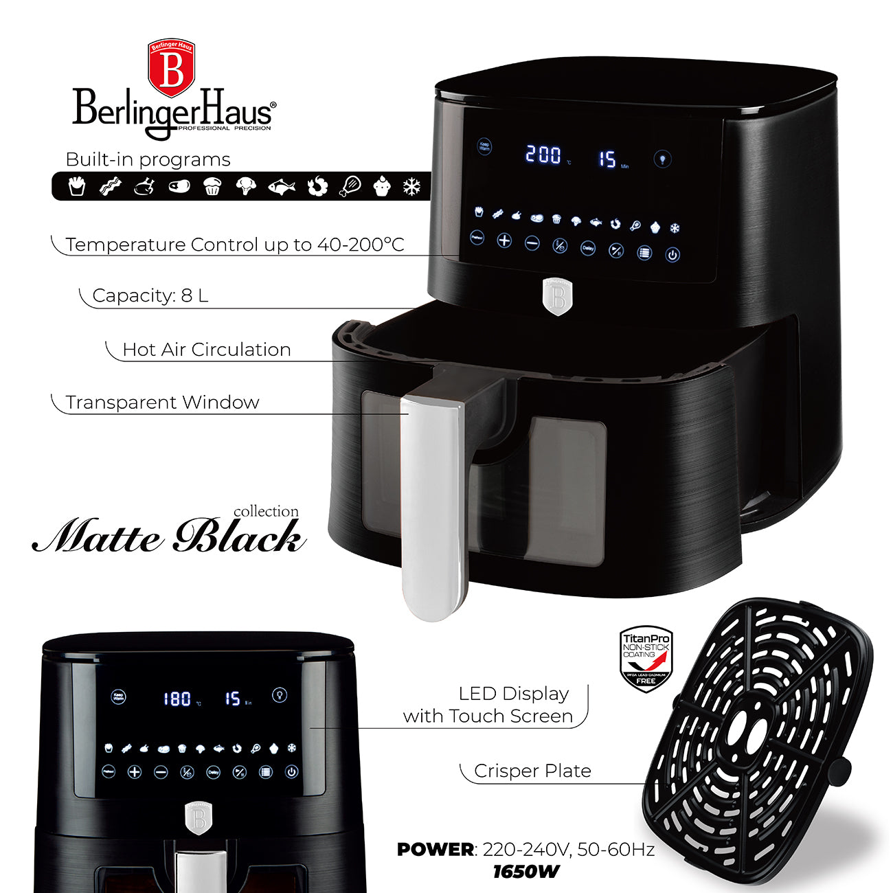 Digitale Airfryer zwart XXXL – 8L