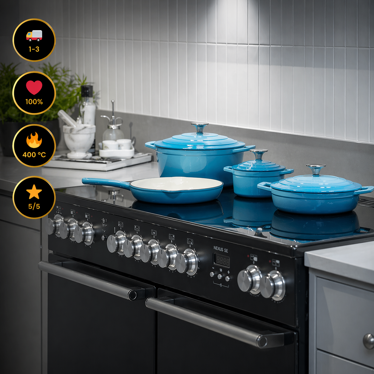 CS Solingen Cast Iron Pot Set – 7 Pieces